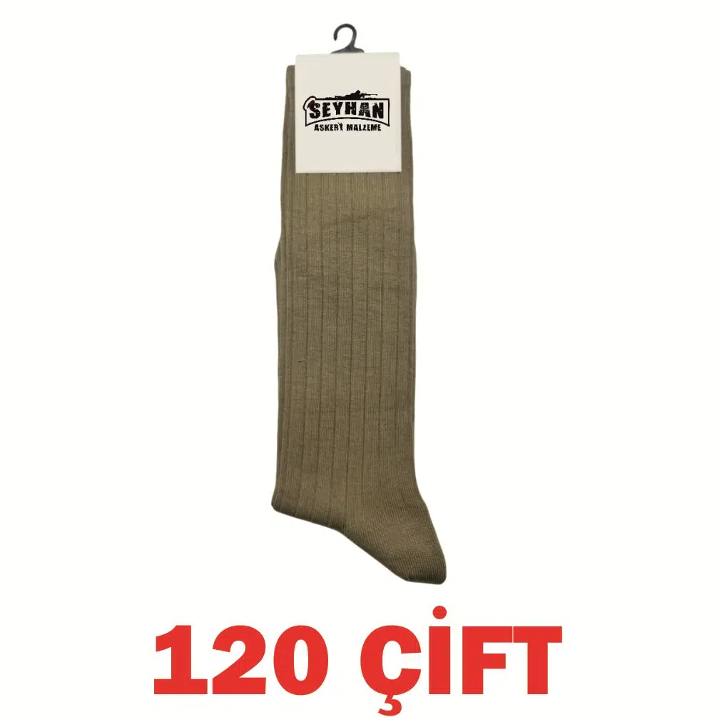 120 ÇİFT - Yazlık Askeri Çorap Haki Renk Dikişsiz Çorap - Orjinal İstihkak Çorap