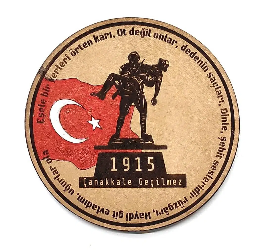 1915 ÇANAKKALE GEÇİLMEZ Deri PEÇ - Arma - Askeri Patch