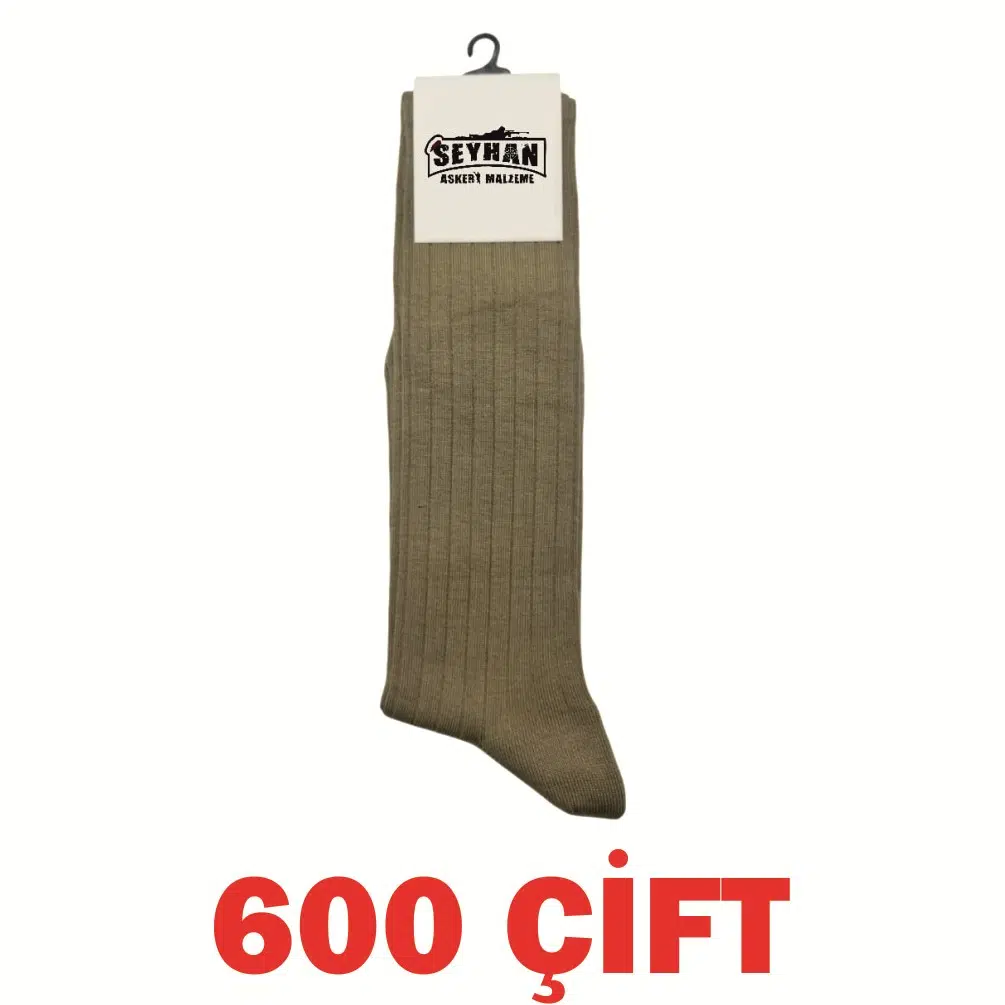 600 ÇİFT - Yazlık Askeri Çorap Haki Renk Dikişsiz Çorap - Orjinal İstihkak Çorap