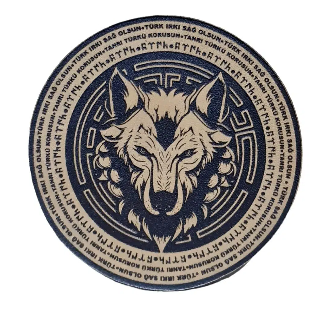 Tanrı Türkü Korusun - Türk Irkı Sağ Olsun -Bozkurt - Deri Peç - Arma - Wolf Leather Patch