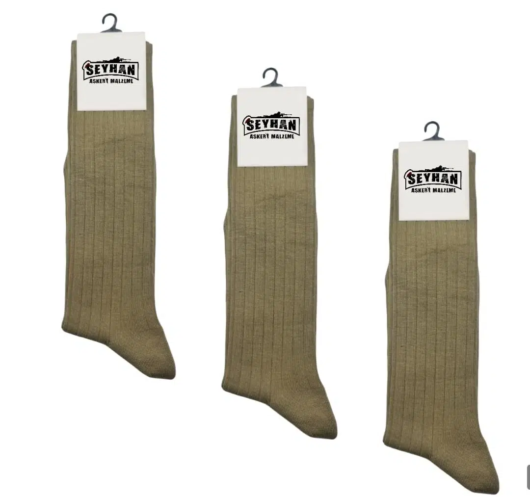 Askeri Çorap Haki Renk Dikişsiz Yazlık Çorap - İstihkak Çorap (3 Çift)