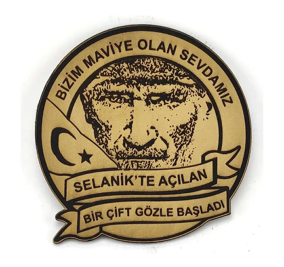 ATATÜRK Deri PEÇ BİZİM MAVİYE OLAN SEVDAMIZ- Arma - Askeri Patch