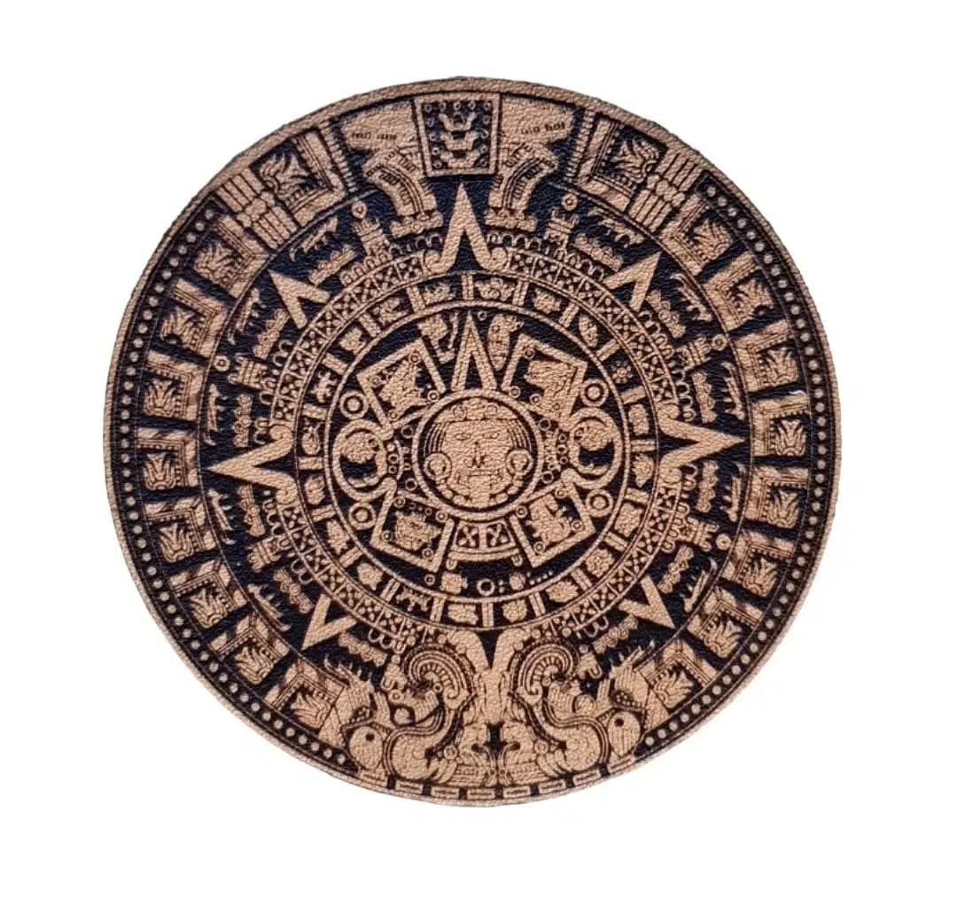 AZTEK MAYA TAKVİMİ Deri PEÇ - Arma - Askeri Patch 8 cm Çap