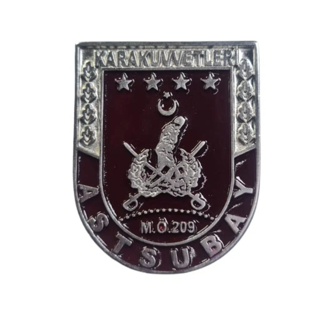 Cüzdan Rozeti - ASTSUBAY - KARA KUVVETLERİ Metalik Gri Metal Rozet