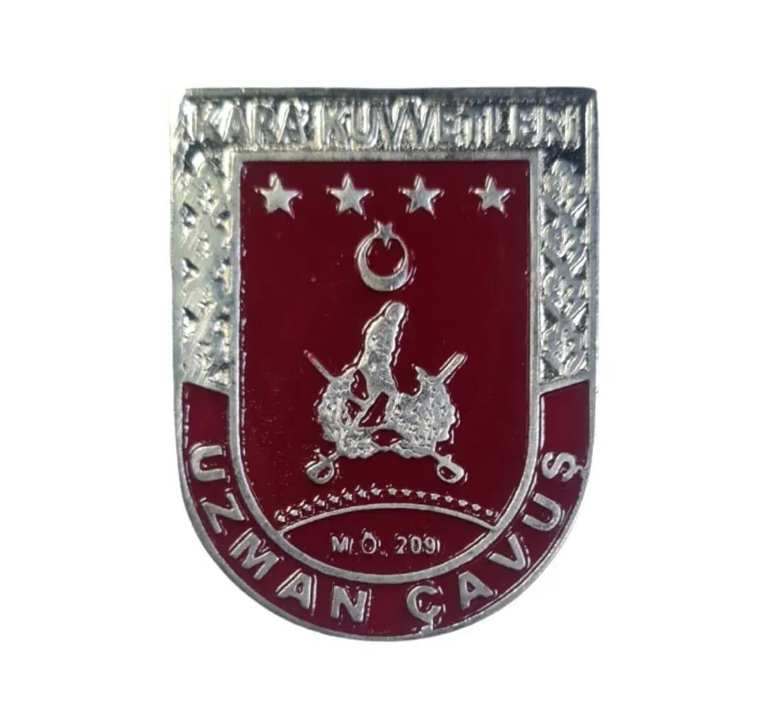 Cüzdan Rozeti - Uzman Çavuş KARA KUVVETLERİ Metalik Gri Metal Rozet