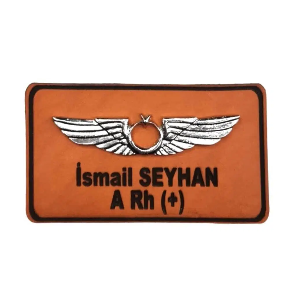 Deri Metal Rozetli Pilot İsimliği Tulum İsimlik - Deri İsimlik - Pilot İsimlik