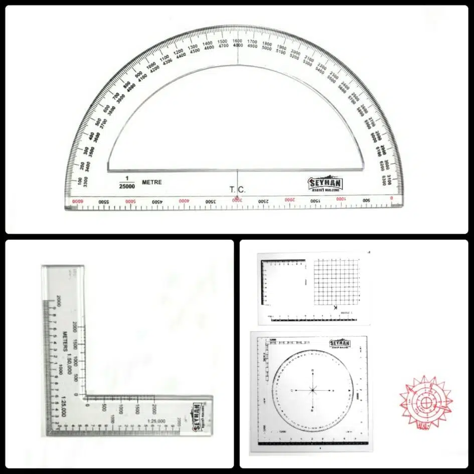 Harita Ölçüm Cetvel Seti -Askeri MİNKALE SETİ