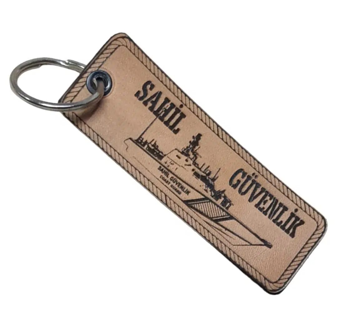 Sahil Güvenlik Deri Anahtarlık - Arma - Leather Key Holder