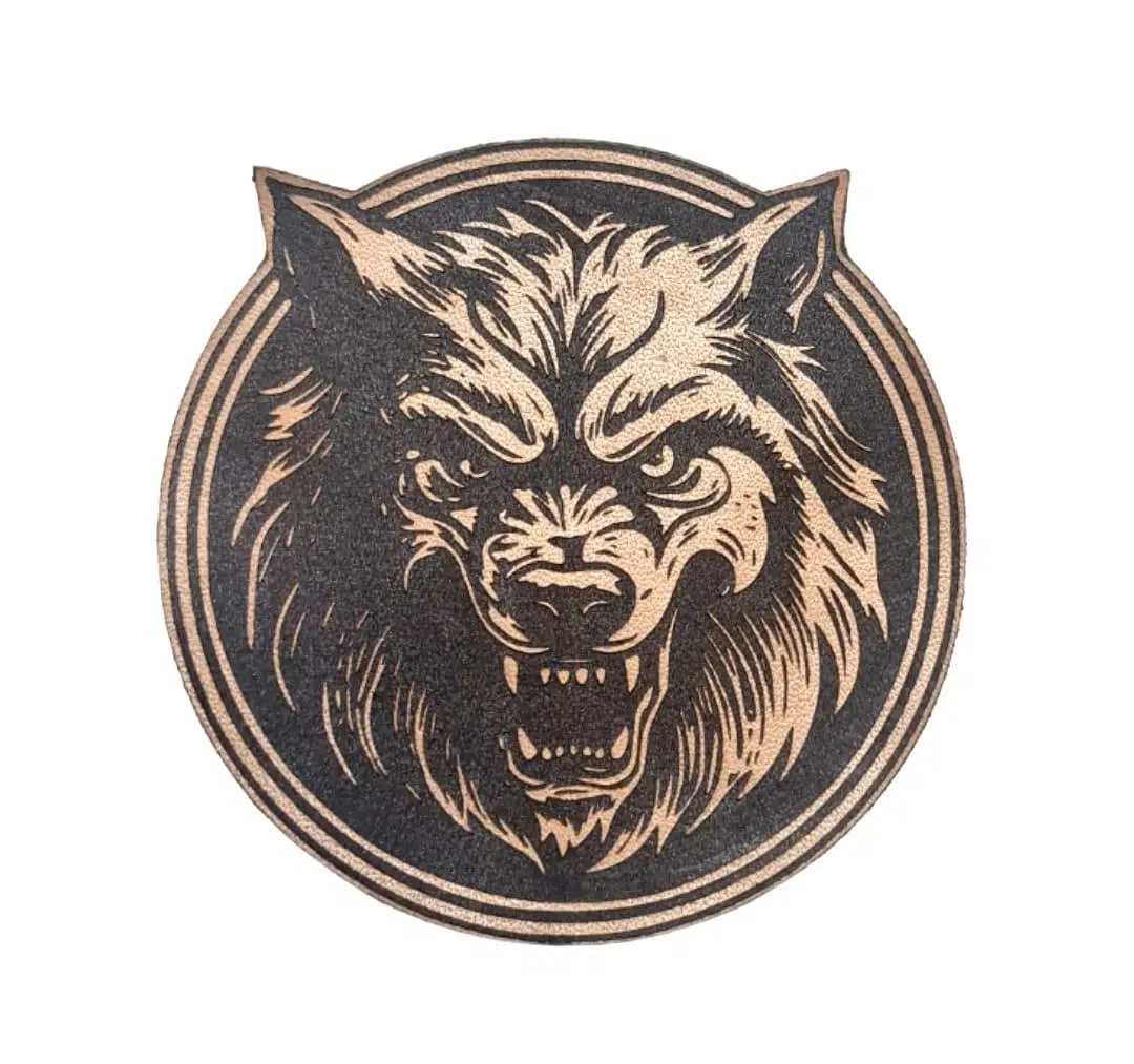 Vahşi Kurt -Yuvarlak Deri Peç - Arma - Wolf Leather Patch
