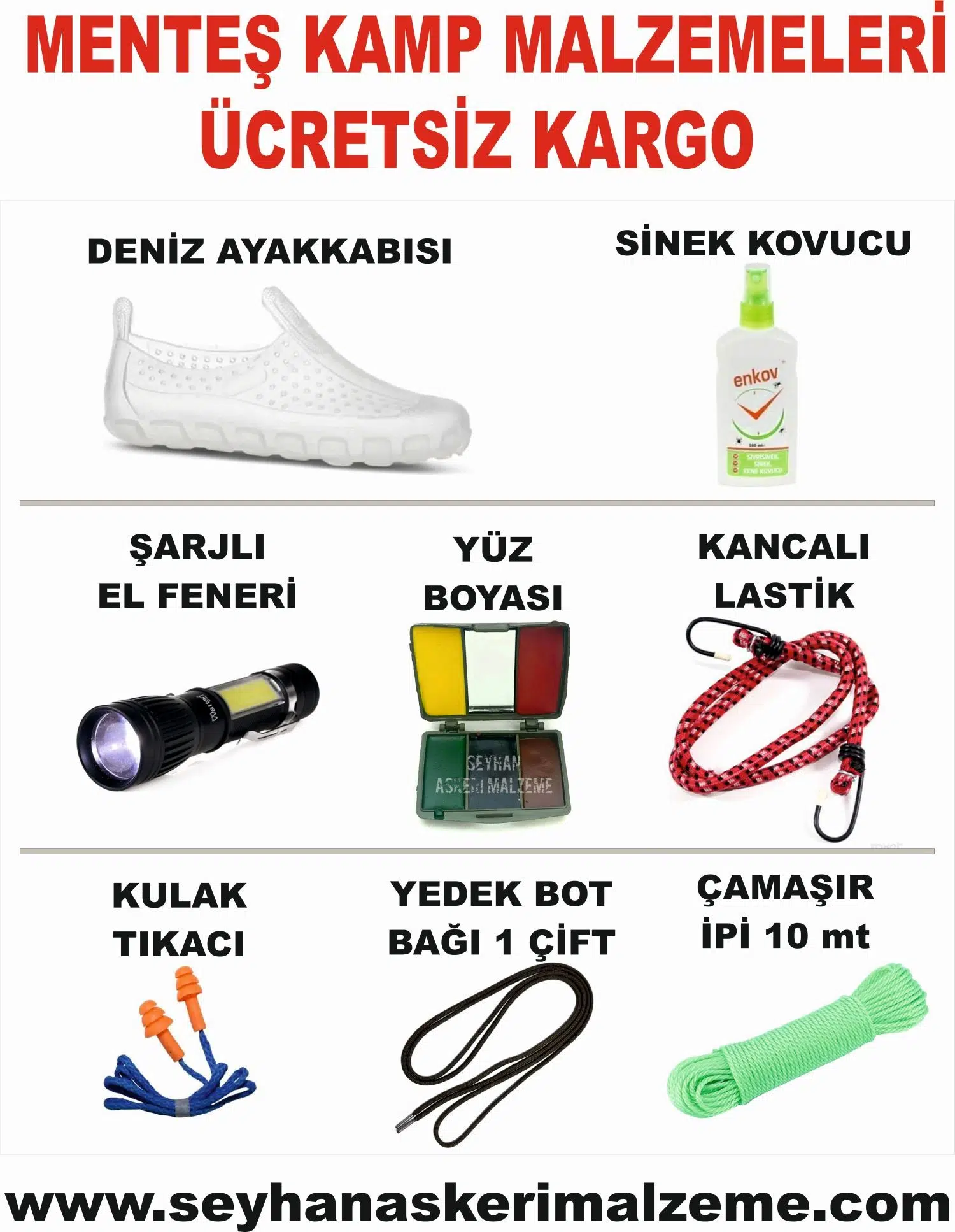 Menteş Kampı Askeri Öğrenci İhtiyaç Seti - ATAT KAMP malzeme