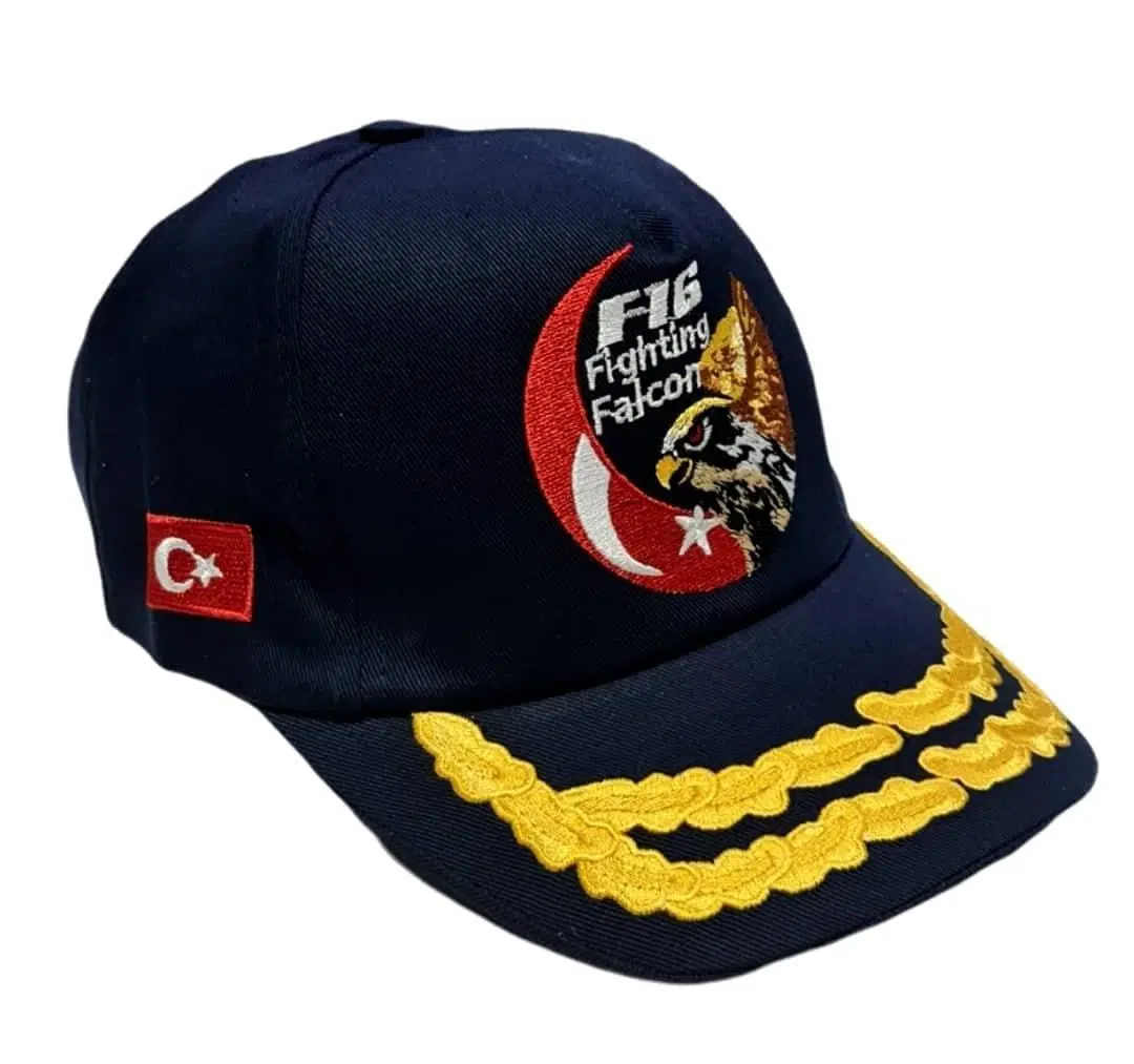 F16 FIGHTING FALCON ŞAPKA SİYAH DEFNE DALI İŞLEMELİ