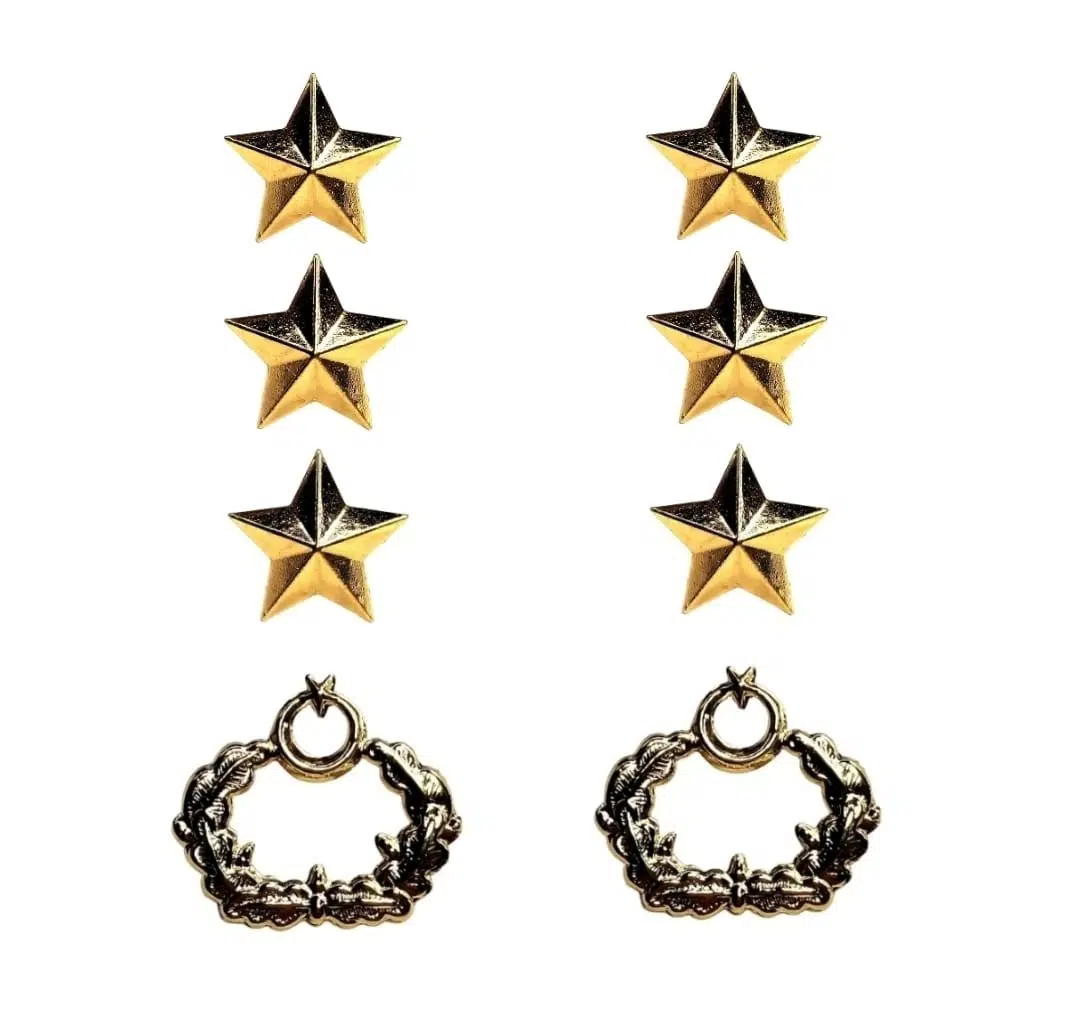 Seyhan Subay Harici Üniforma Apolet Albay 6 Yıldız- 2 Çelenk (Metal Rütbe)