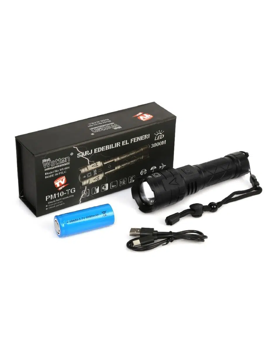 3000 LÜMEN GÜÇLÜ EL FENERİ - POWERBANK Olarak Kullanılabilir