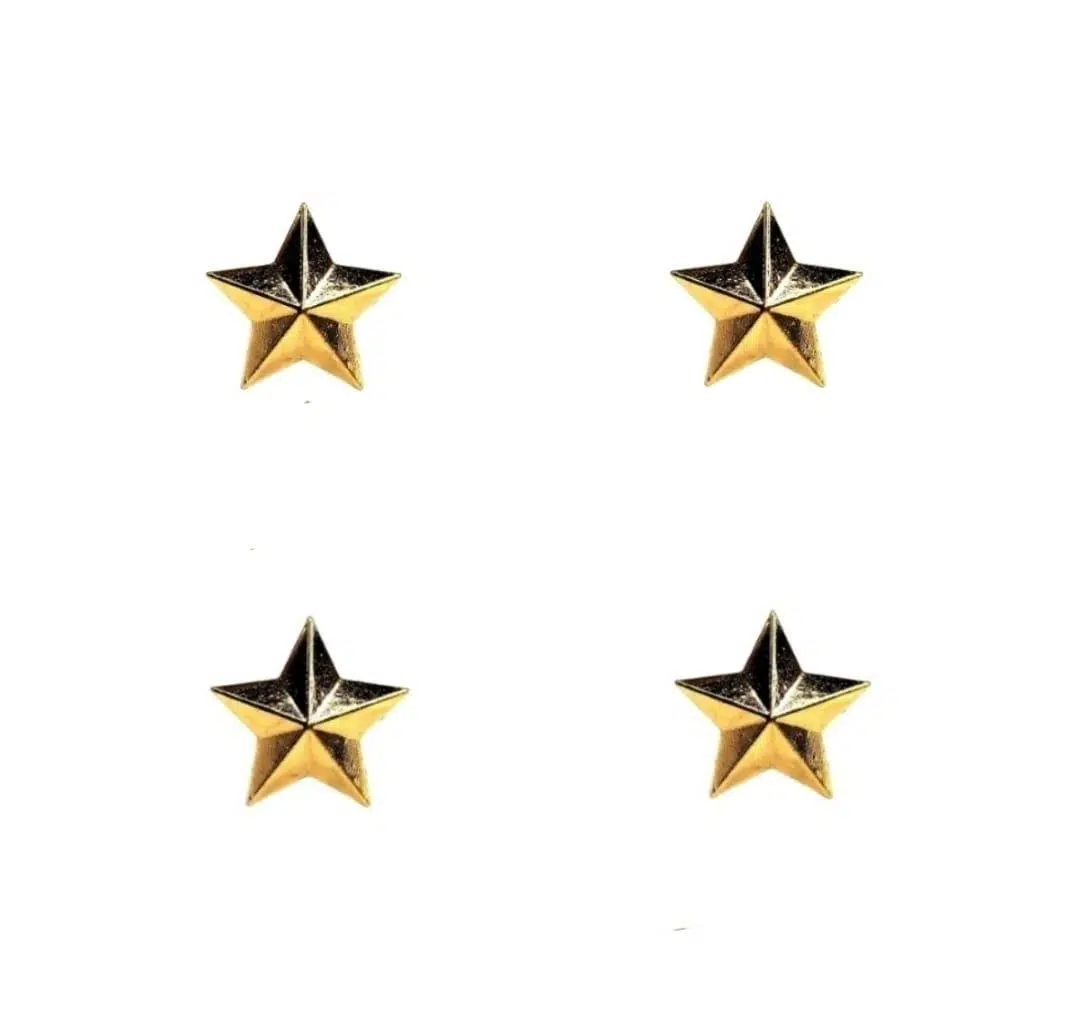 Üsteğmen Harici Üniforma Metal Rütbe ( 4'lü Yıldız Takım)