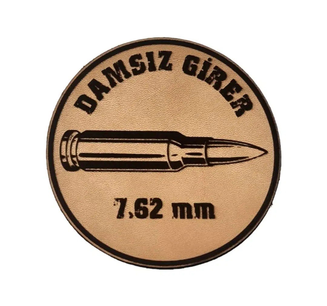 Damsız Girer 7,62 mm -Yuvarlak Deri Peç - Arma - Leather Patch