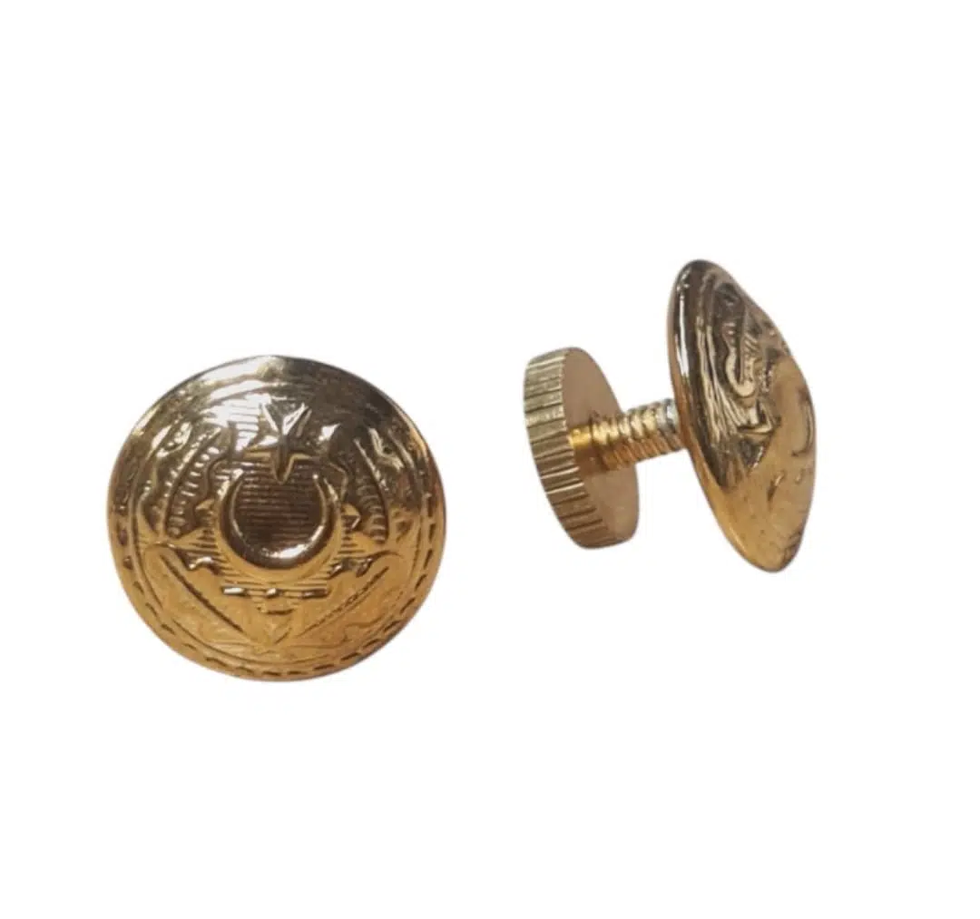 Metal Subay düğme arkası vidalı - Subay Tören Sırması Vidalı Düğme - 2 Adet Düğme